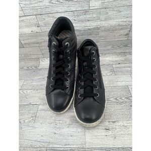Taos Union Black Leather High Top Sneakers Side Zip UNN-13670 Women Size 8